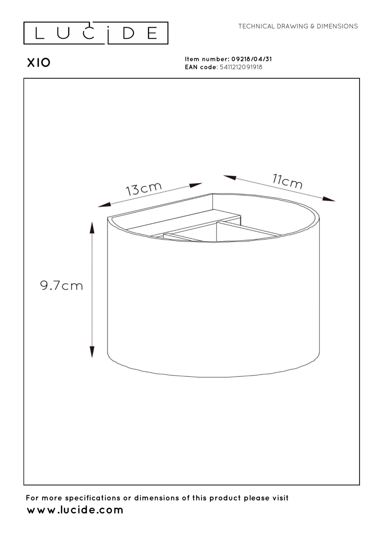 Wandlamp XIO wit rond incl. Led