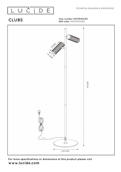 Vloerlamp Clubs zwart GU10