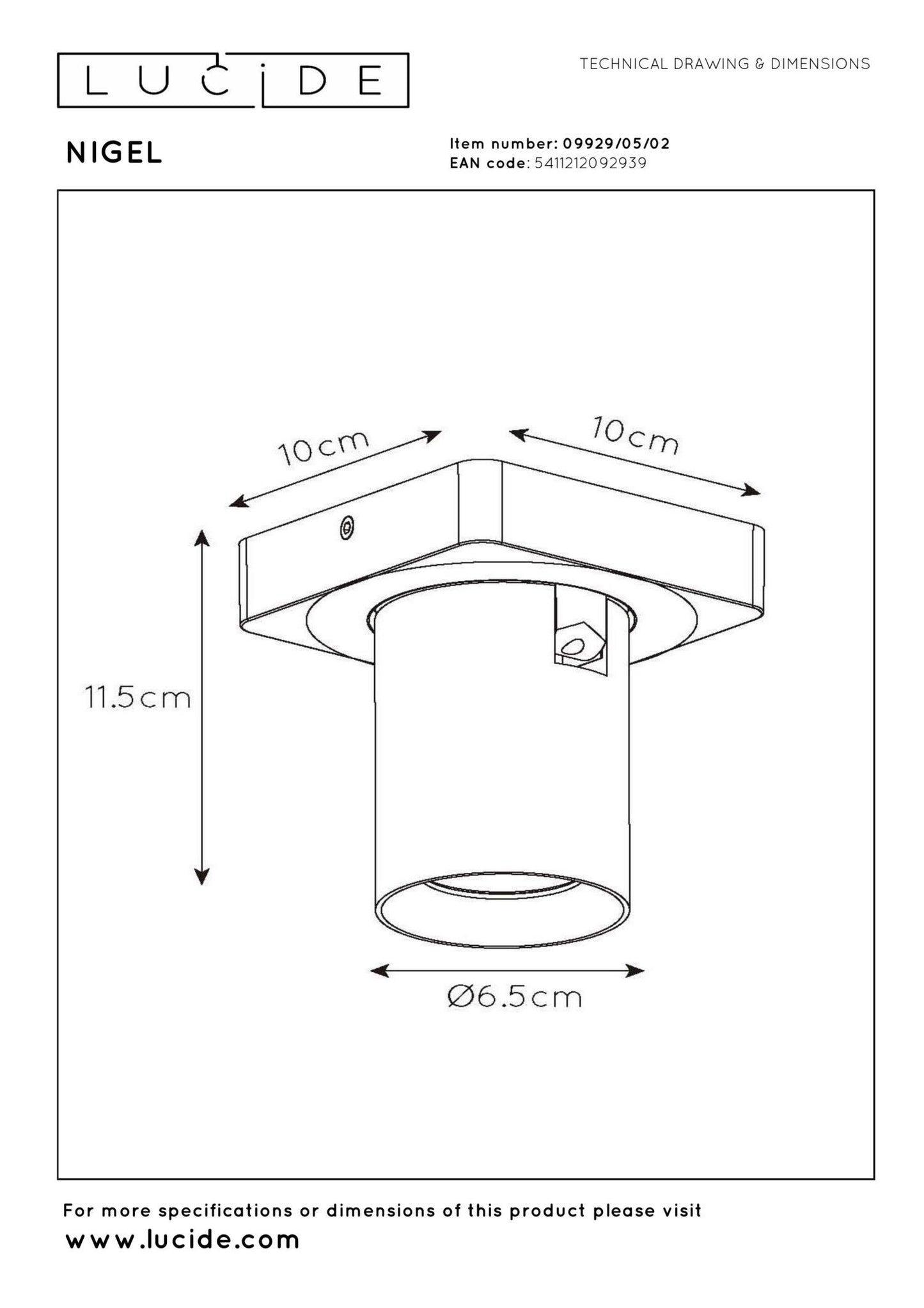 Plafondspot Nigel messing incl. Led