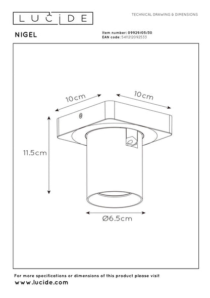 Plafondspot Nigel zwart incl. Led