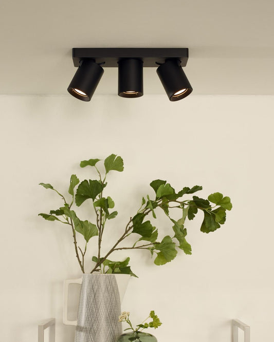 Plafondspot Nigel zwart 3-lichts Incl. 3x GU10