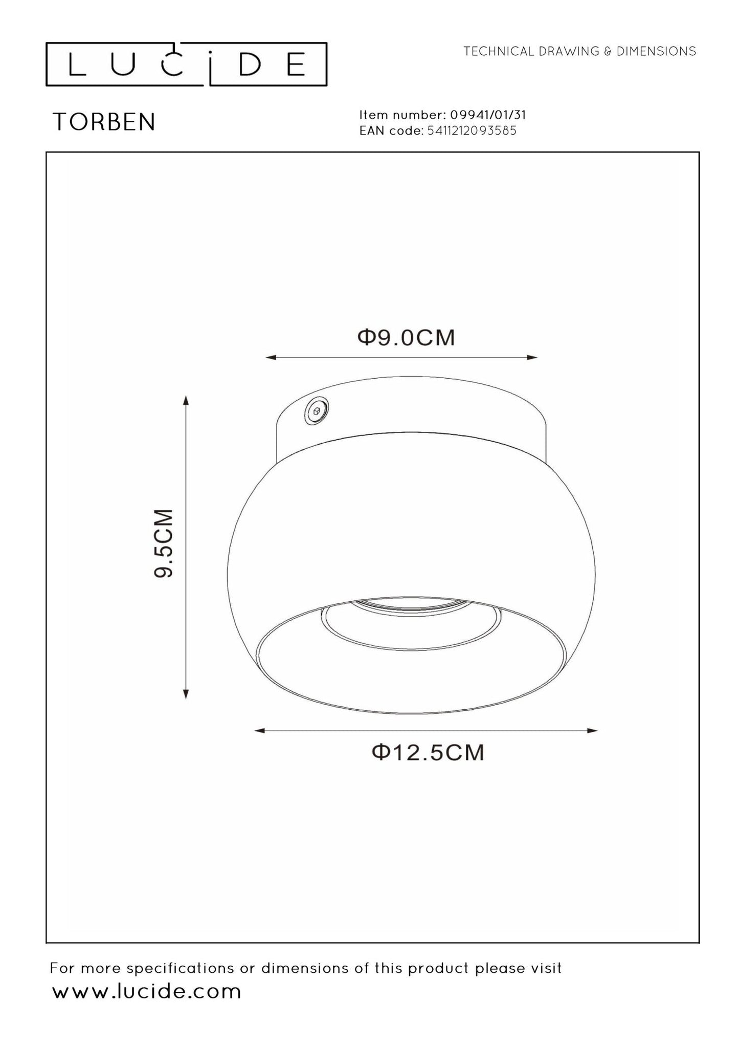 Plafondspot Torben wit-goud GU10