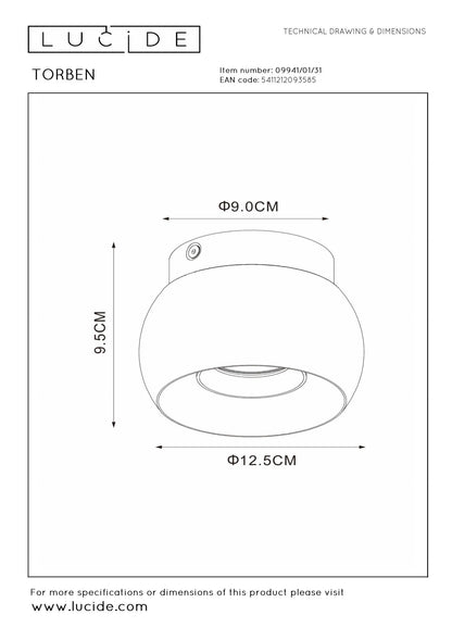 Plafondspot Torben wit-goud GU10