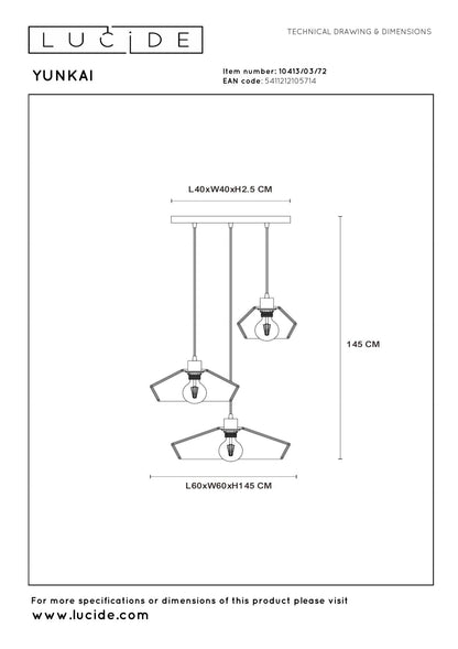 Hanglamp Yunkai naturel 3x E27
