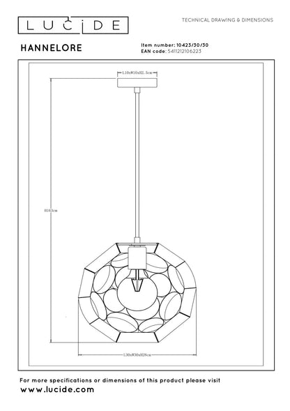 Hanglamp HANNELORE 30cm zwart E27