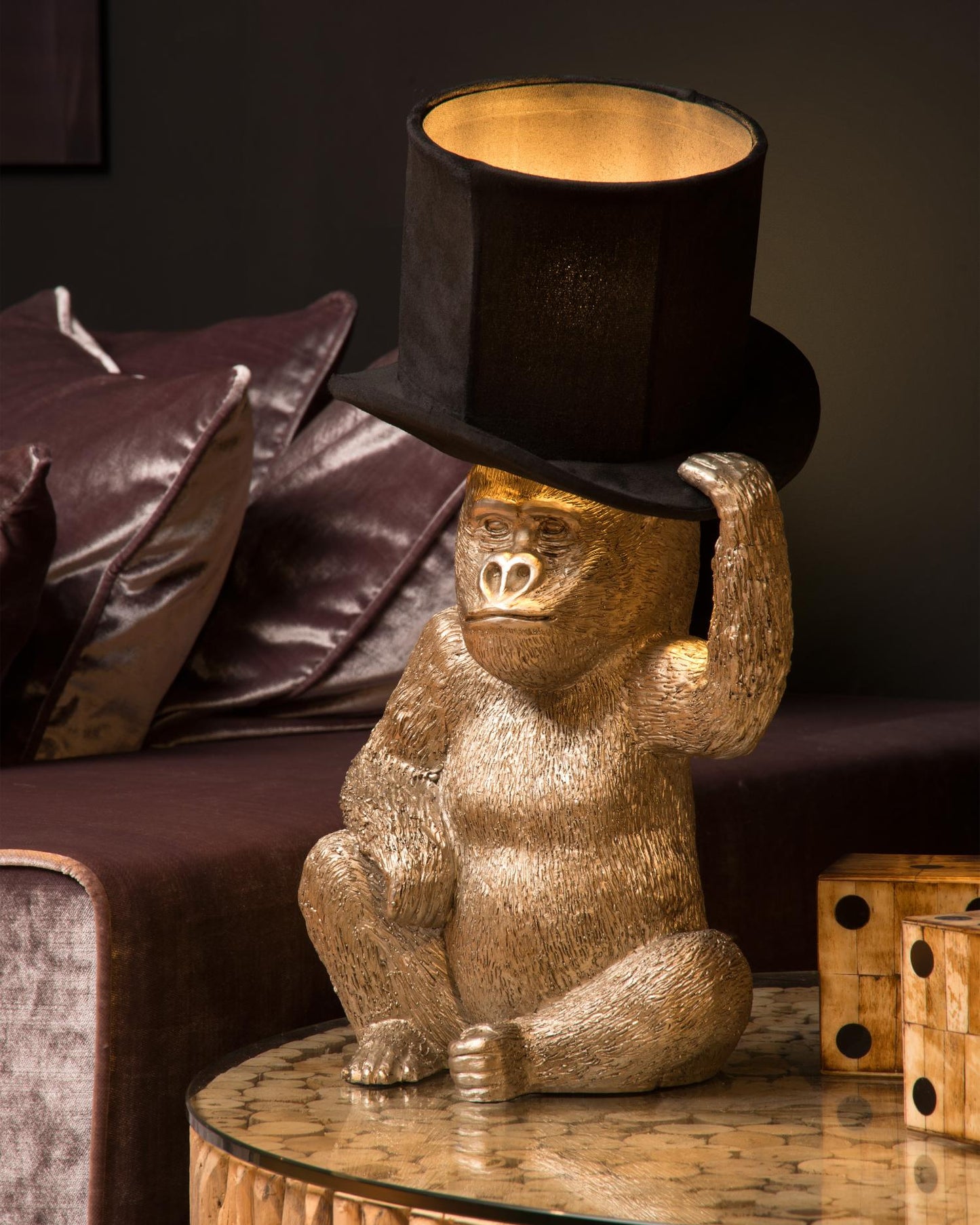 Tafellamp aap met hoed