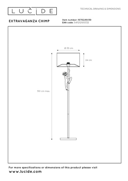 Vloerlamp Extravaganza chimp zwart-goud E27
