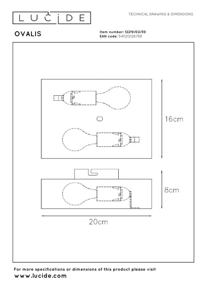 Wandlamp Ovalis zwart 2xE14