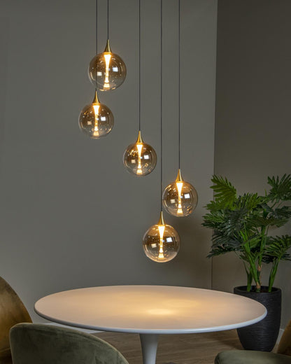 Hanglamp Gisela amber 5-lichts incl. LED