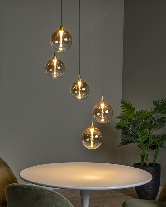Hanglamp Gisela amber 5-lichts incl. LED