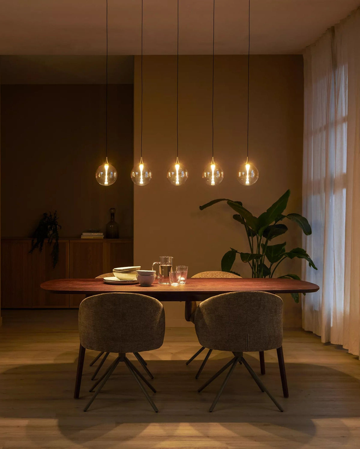Hanglamp Gisela 5-lichts recht incl. LED