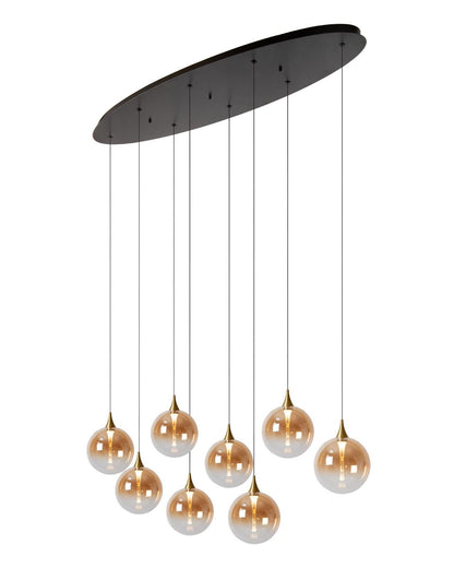 Hanglamp Gisela amber 8-lichts incl. LED