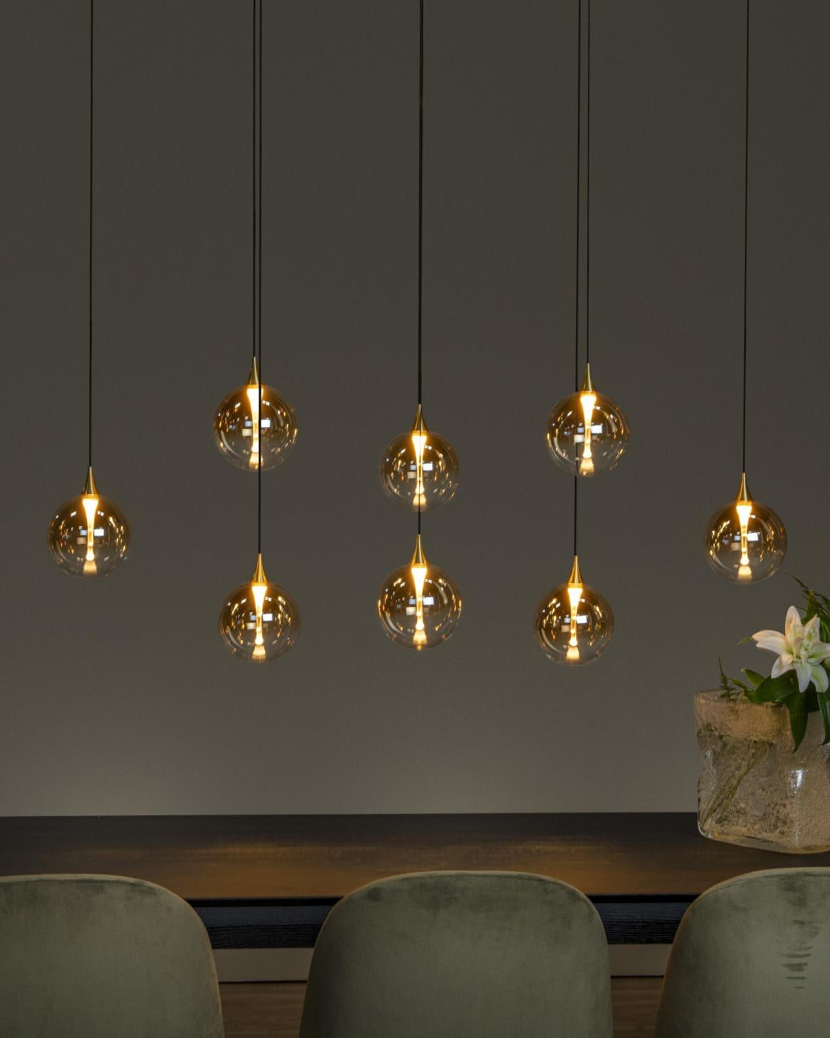 Hanglamp Gisela amber 8-lichts incl. LED