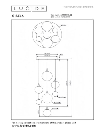 Hanglamp Gisela vide 7-lichts incl. LED