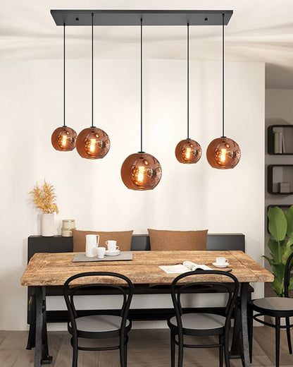 Hanglamp glas koper 5-lichts E27 18390388