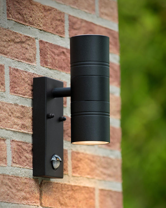 Wandlamp buiten Arne zwart bewegingssensor incl. 2xGU10