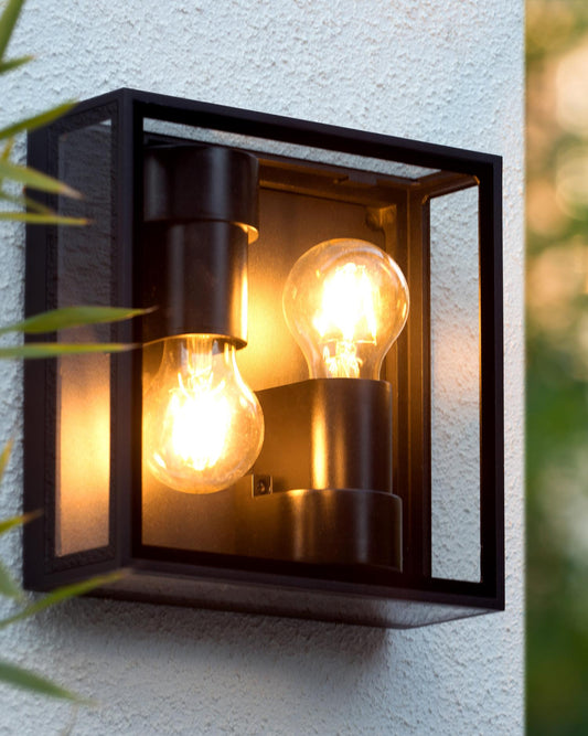 Wand- plafondlamp buiten zwart E27