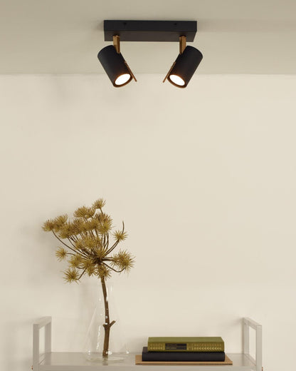 Plafondspot Grony 2-lichts zwart-goud incl.LED