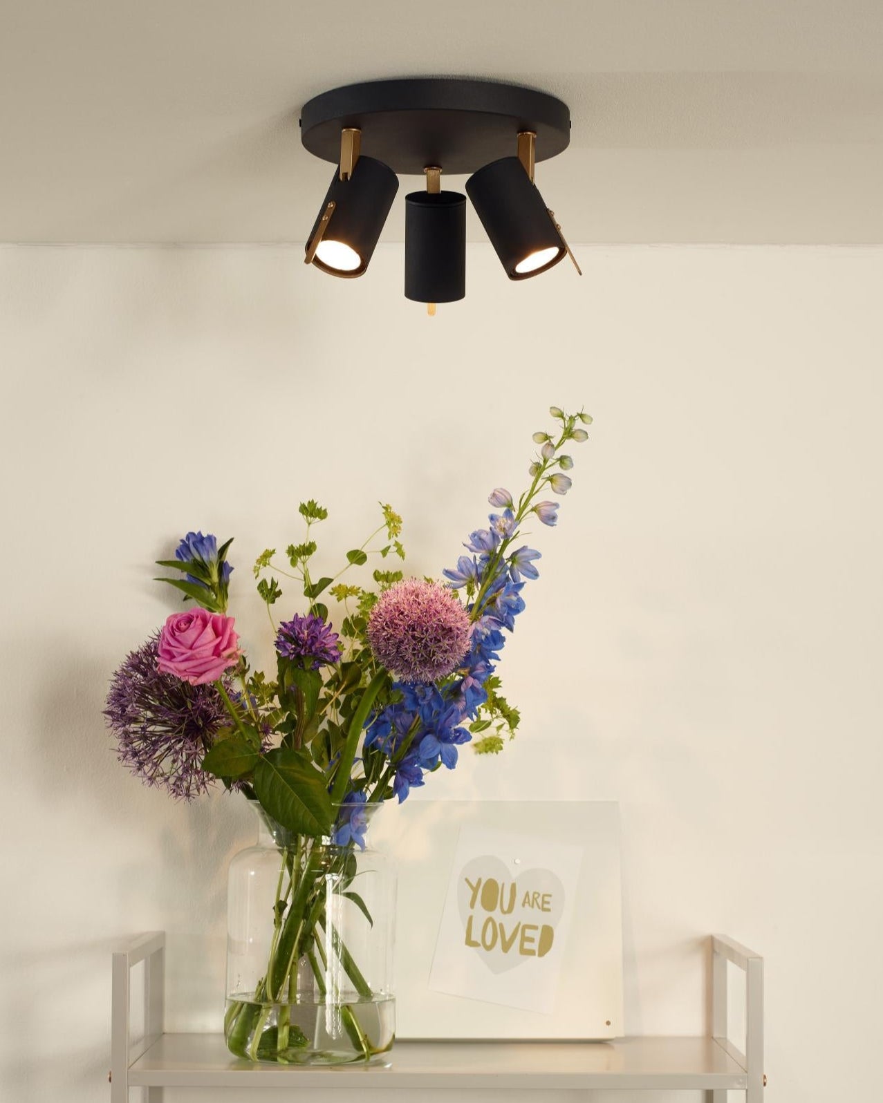 Plafondspot Grony 3-lichts zwart-goud incl. LED