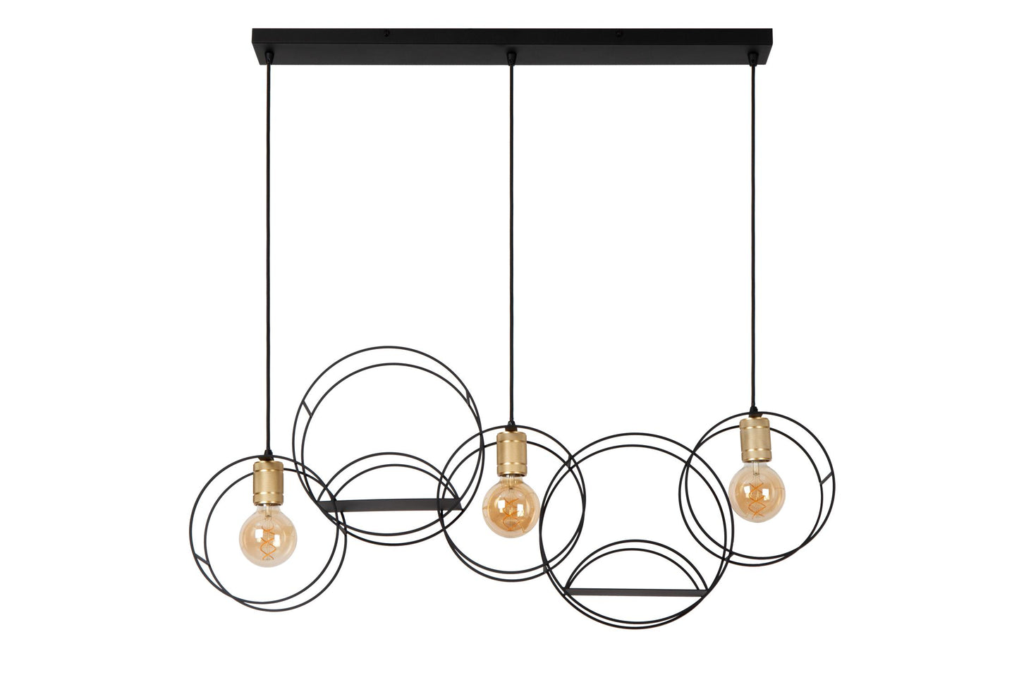 Hanglamp Circle zwart-goud 3x E27