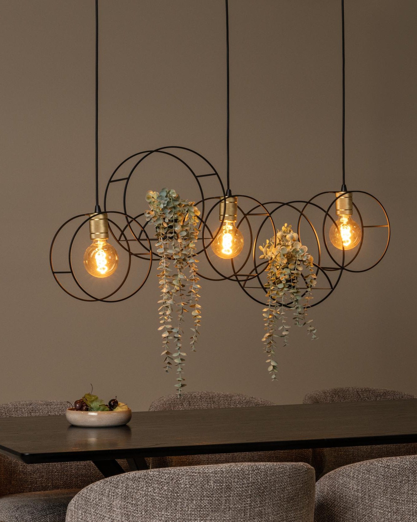 Hanglamp Circle zwart-goud 3x E27