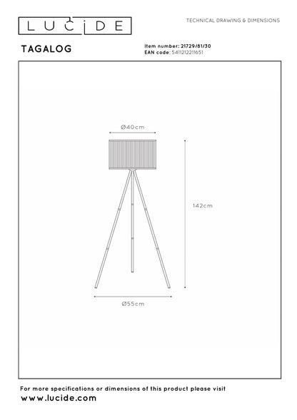 Vloerlamp Tagalog zwart incl. kap E27