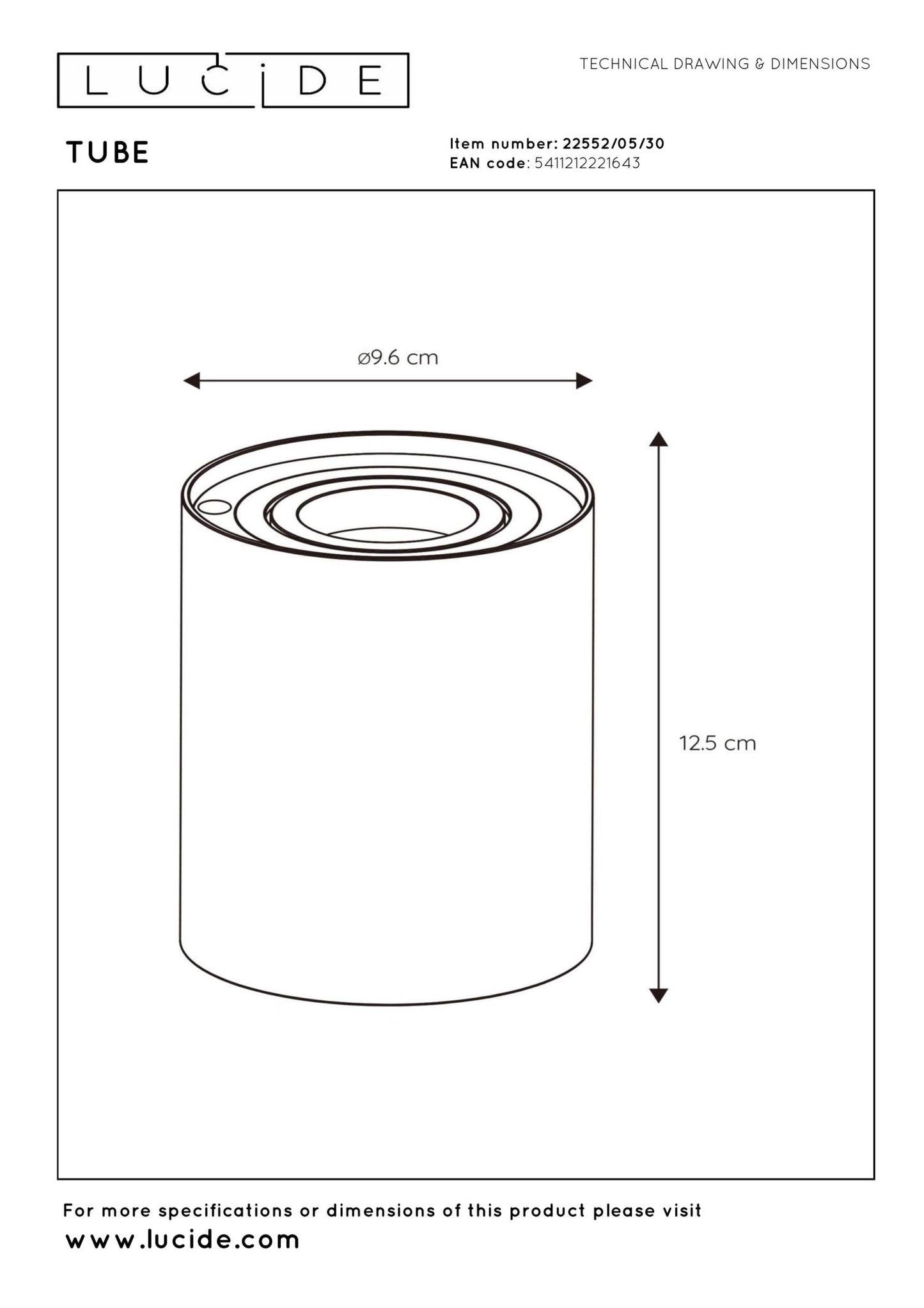 Grondspot Tube zwart 3-standen