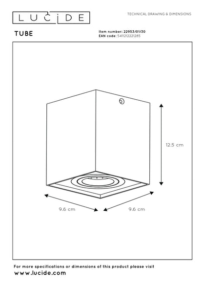 Plafondspot Tube zwart GU10