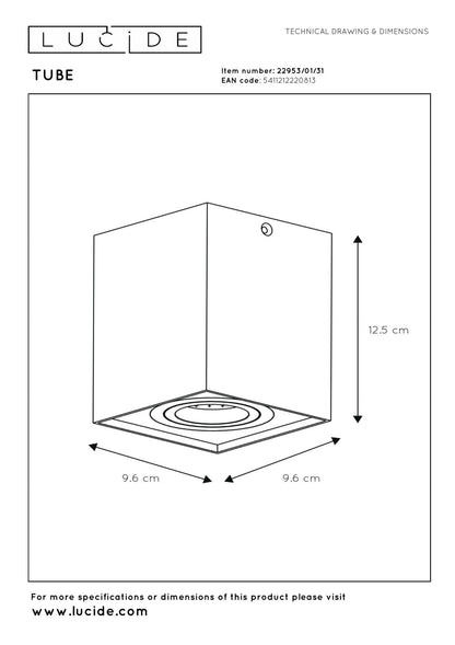 Plafondspot Tube wit GU10