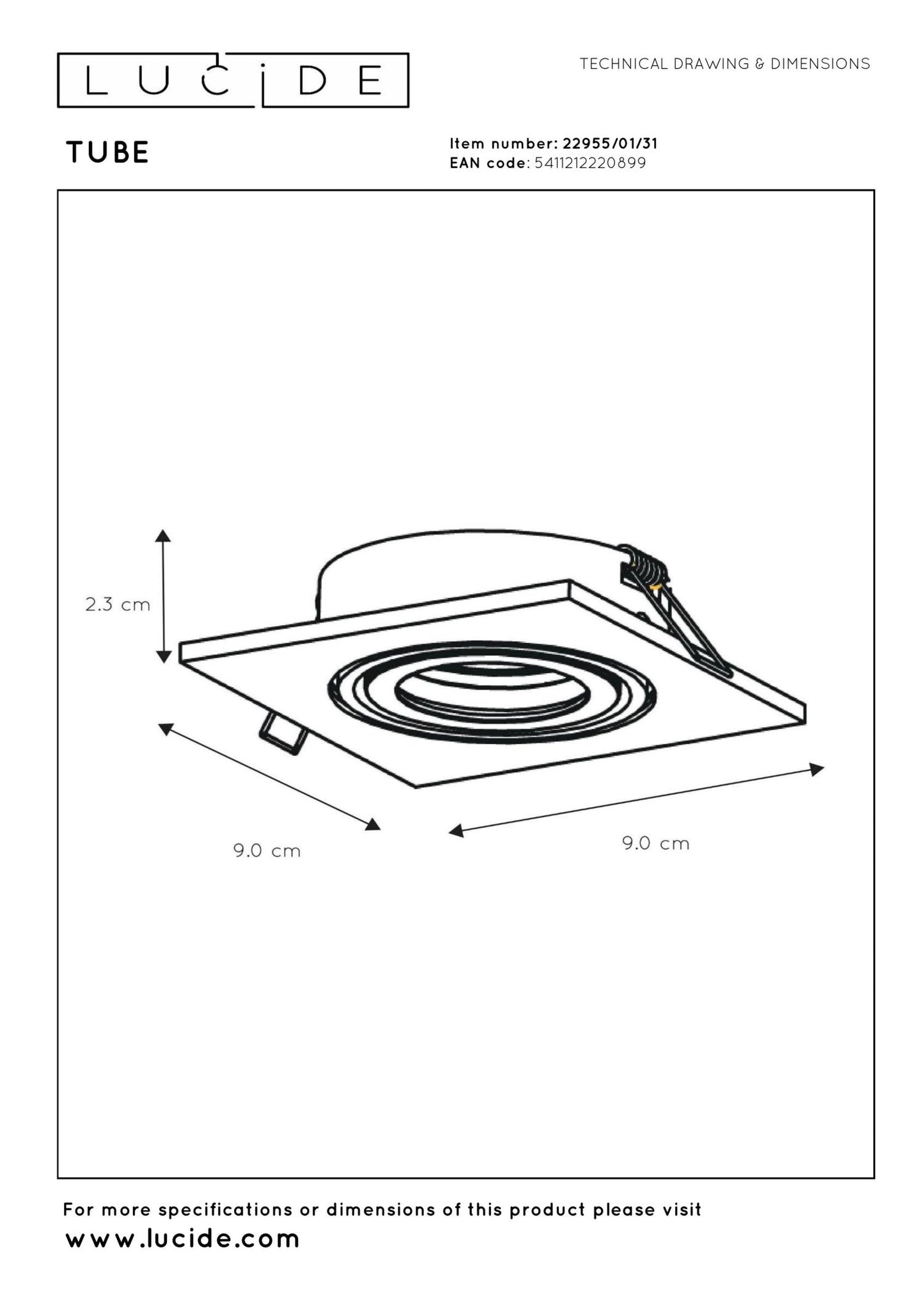 Inbouwspot vierkant wit