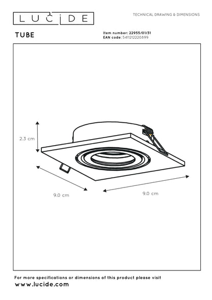 Inbouwspot vierkant wit