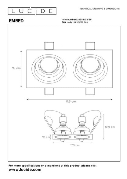 Inbouwspot dubbel verdiept zwart