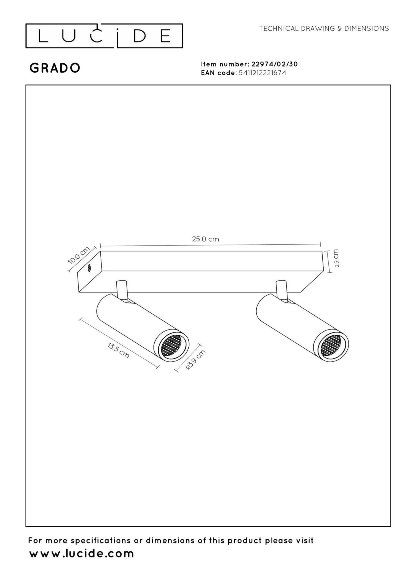Plafondspot 2xGU10 Zwart