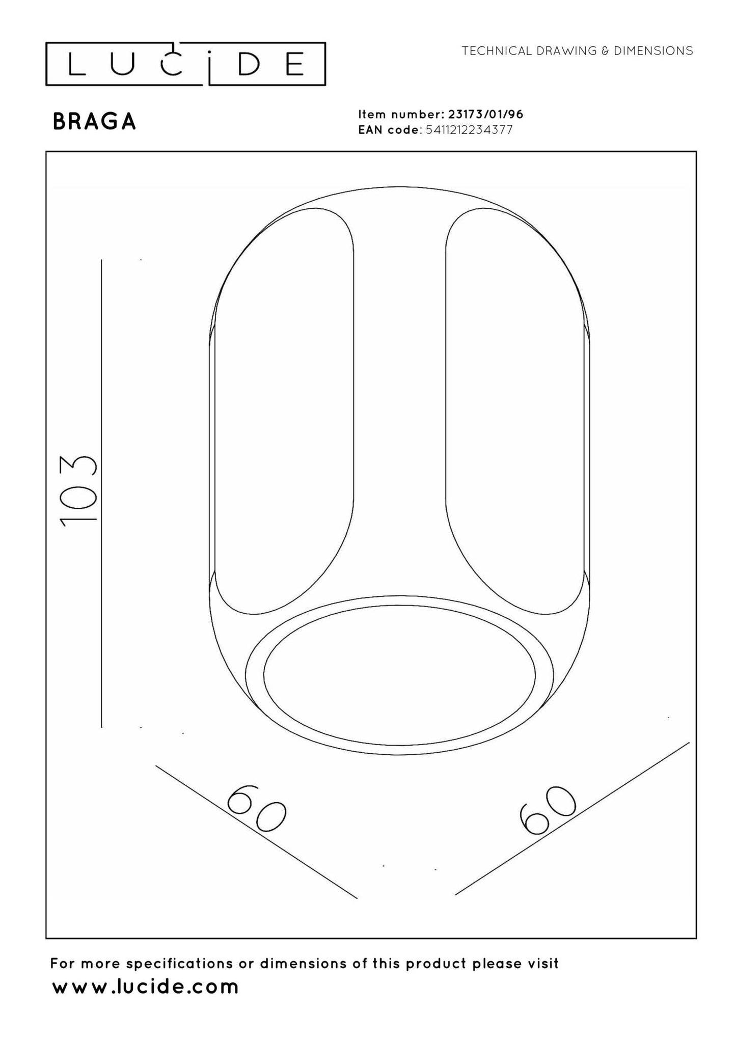 Lucide Premium BRAGA - Plafonnière - 1xGU10 - Koffie