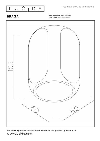 Lucide Premium BRAGA - Plafonnière - 1xGU10 - Koffie