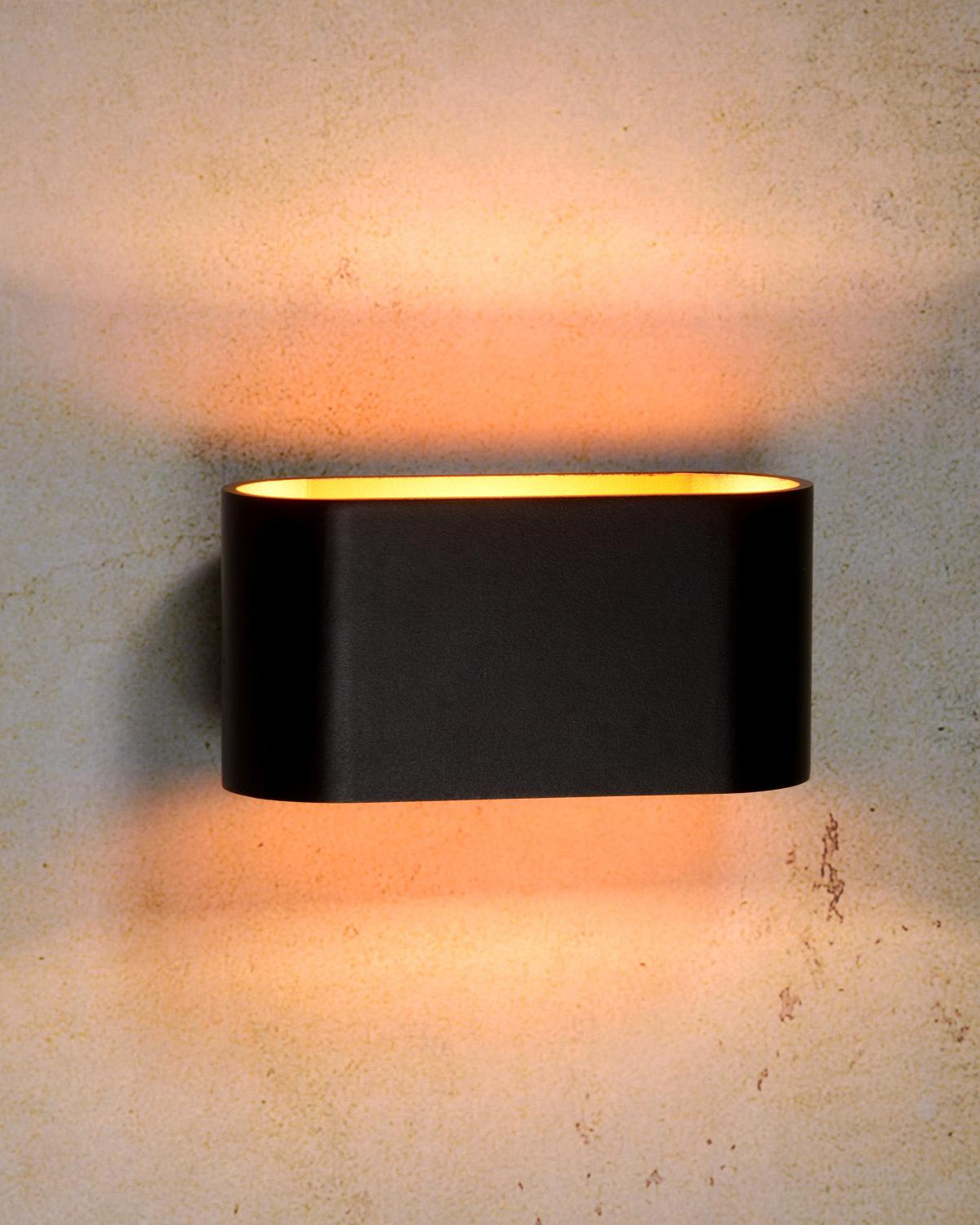 Wandlamp ovaal zwart-goud