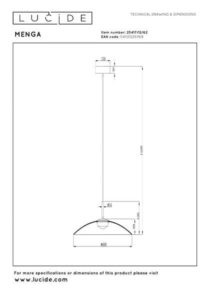 Hanglamp Menga 60cm bruin incl. LED