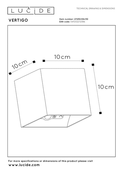 Wandlamp oplaadbaar binnen/buiten Vertigo incl. LED
