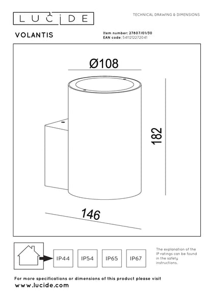 Wandlamp buiten Volantis 1xE27