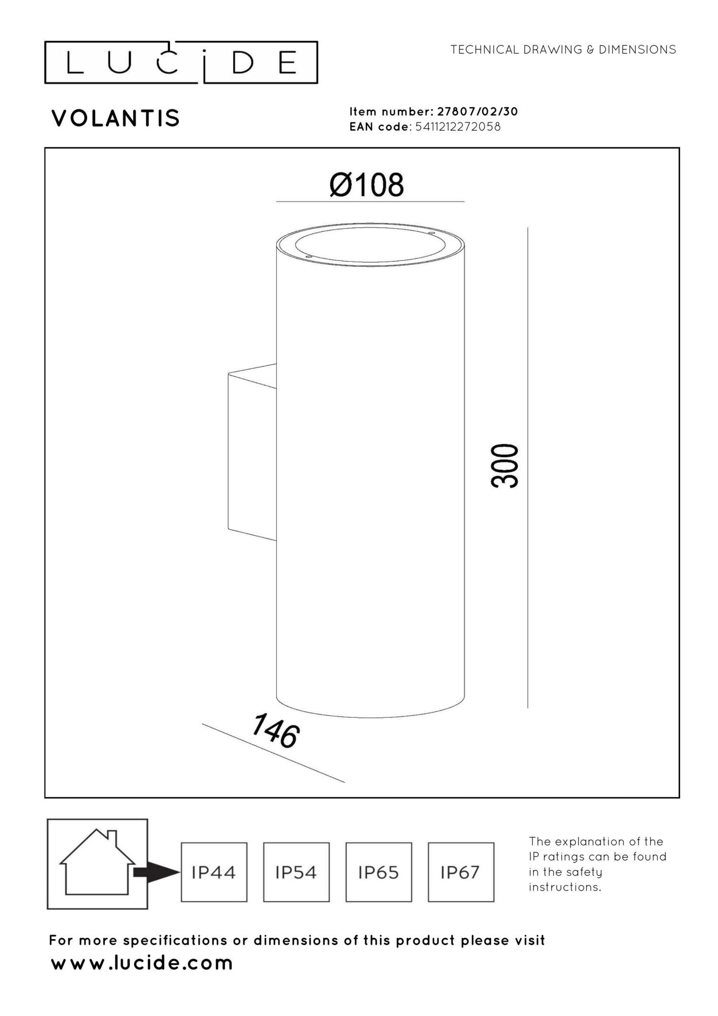 Wandlamp buiten Volantis 2xE27