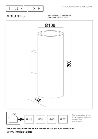 Wandlamp buiten Volantis 2xE27