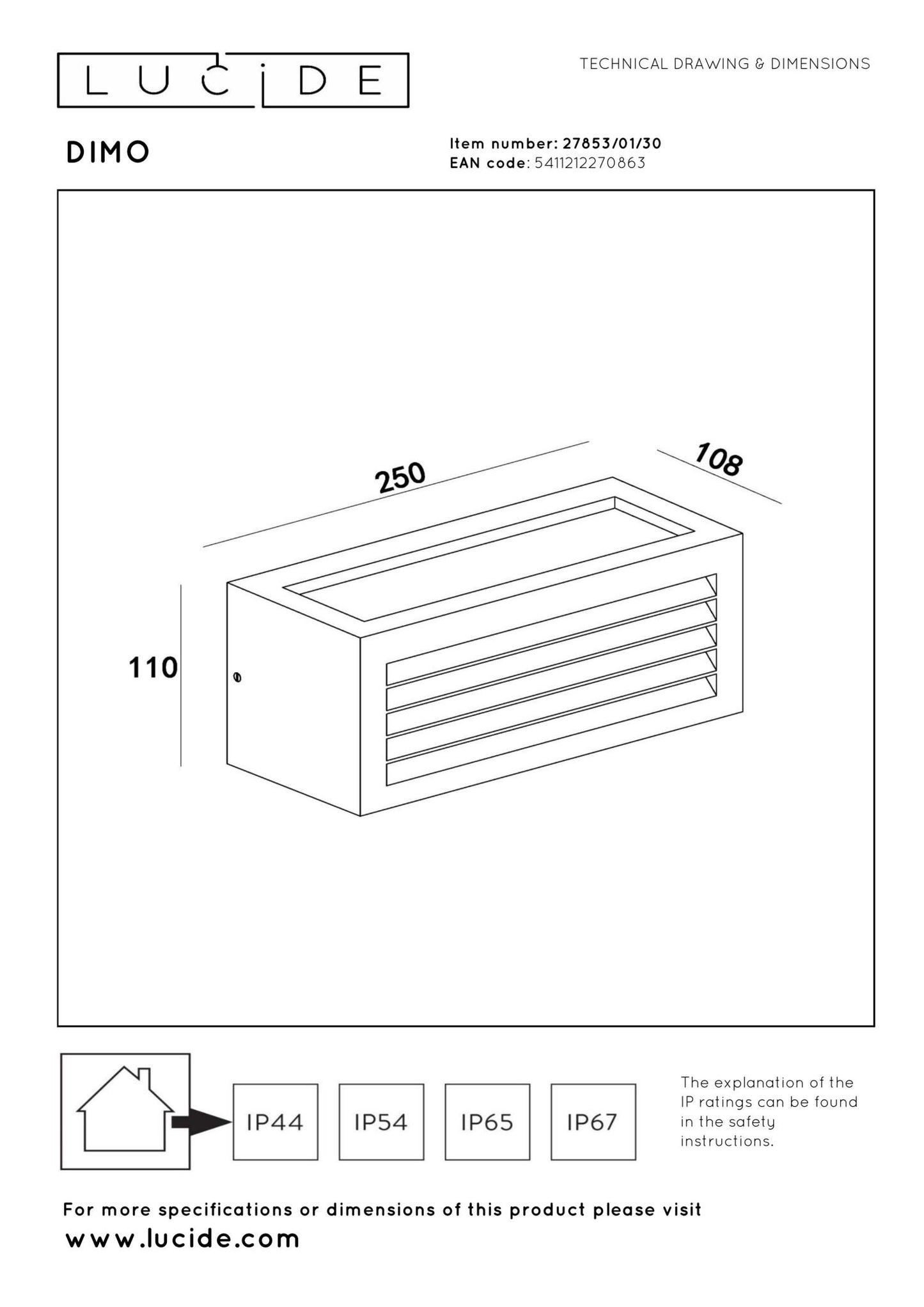 Wandlamp buiten Dimo E27