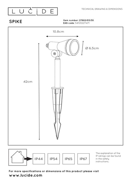 Prikspot buiten Spike zwart incl. GU10