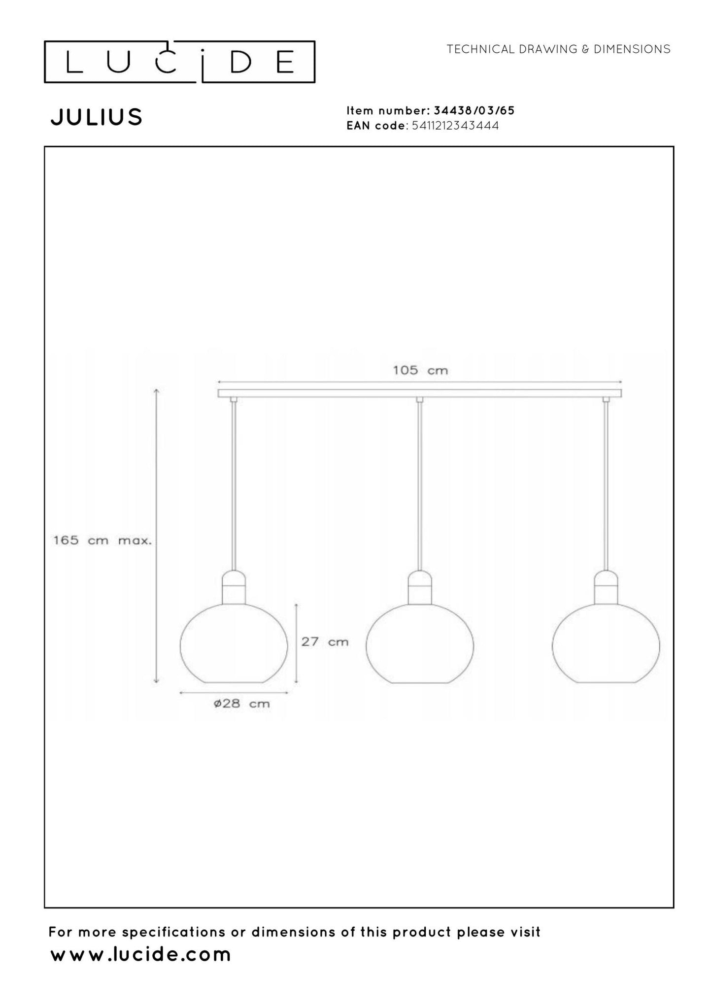 Hanglamp Julius 3-lichts smoke E27