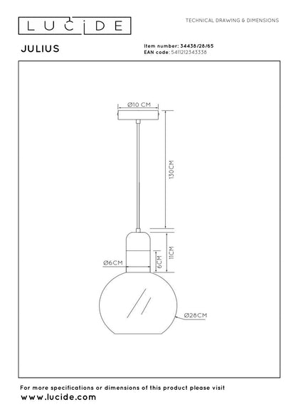 Hanglamp Julius 28cm smoke E27