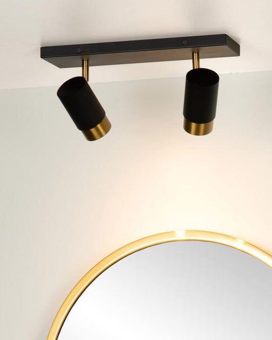 Plafondspot Floris zwart-goud 2xGU10