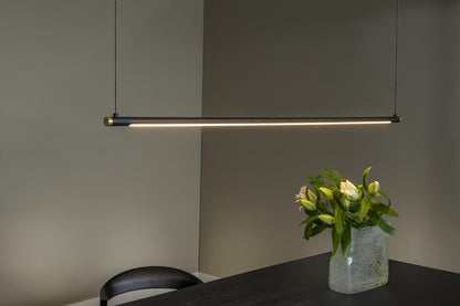 Strakke hanglamp Marnik 152cm zwart-goud