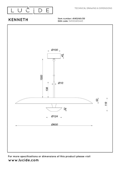 Hanglamp Kenneth 60cm zwart-goud