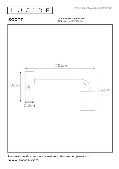 Wandlamp Scott zwart E27