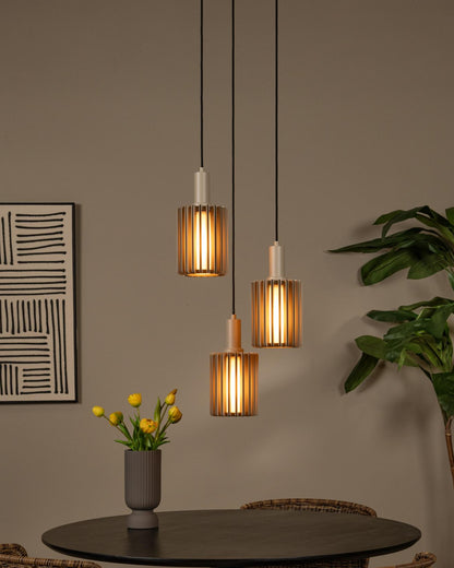 Hanglamp Lambres taupe 3-lichts 3xE27